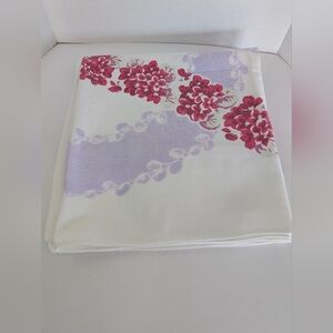 Vintage Tablecloth In Purple, Red Rose Print 1950s